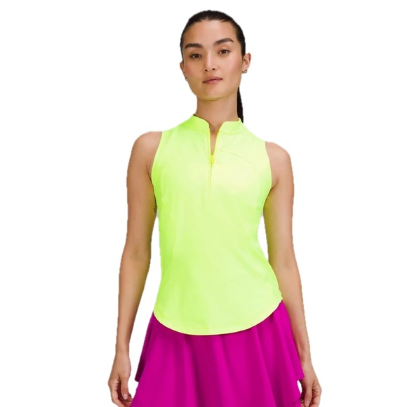 lululemon athletica Tops - Lululemon Front Zip Mock Neck Tennis Tank Top Size 6